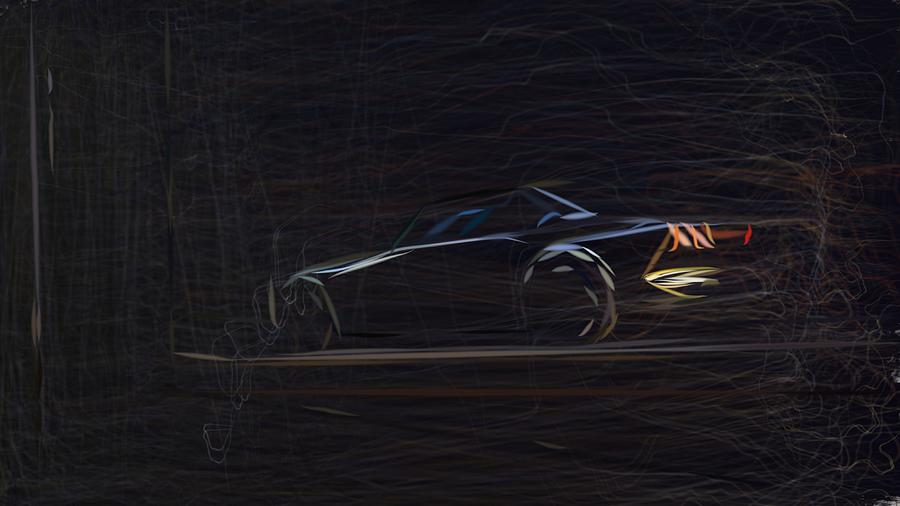 Peugeot e Legend Drawing #4 Digital Art by CarsToon Concept