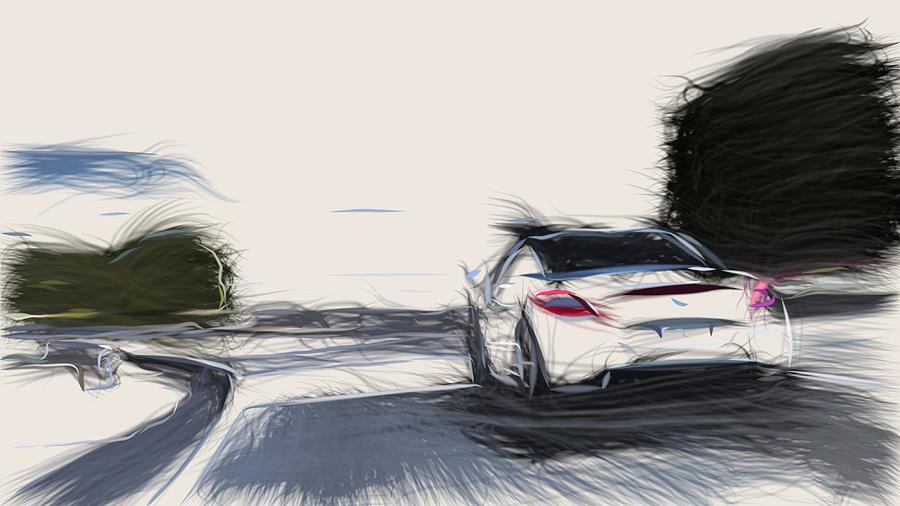 Peugeot RCZ Drawing #4 Digital Art by CarsToon Concept