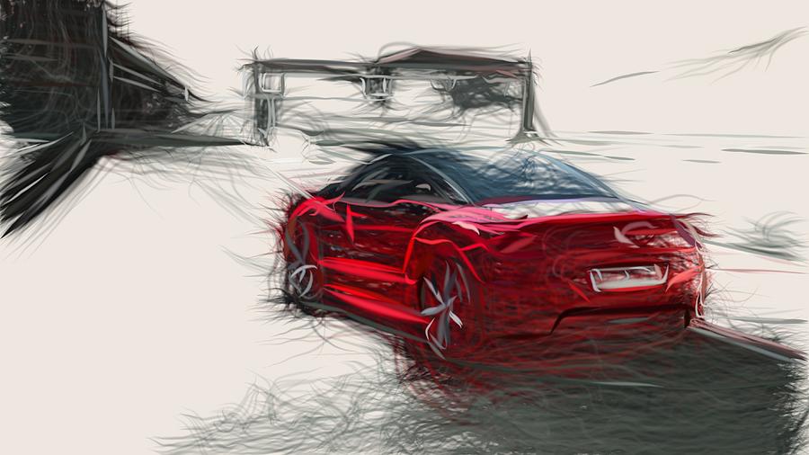 Peugeot RCZ R Drawing #4 Digital Art by CarsToon Concept