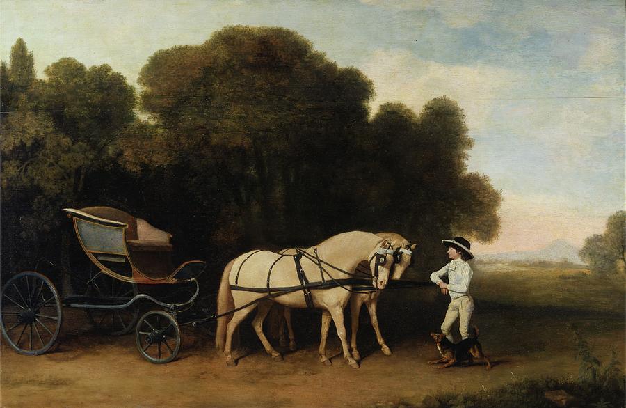 George Stubbs Painting - Phaeton With A Pair Of Cream Ponies And A Stable-lad by George Stubbs