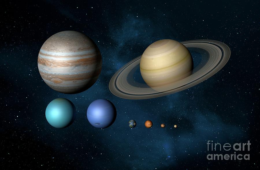 Planetary Size Comparison #3 Photograph by Mikkel Juul Jensen/science Photo Library