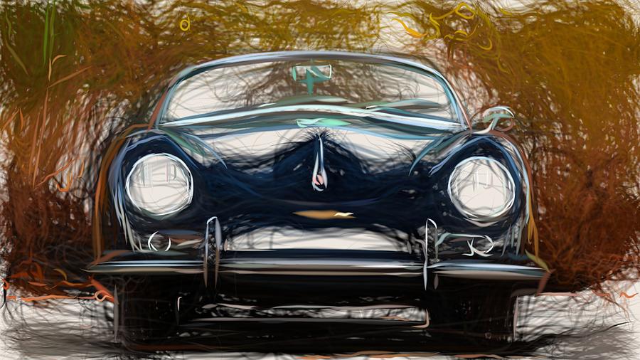 Porsche 356 Draw #3 Digital Art by CarsToon Concept