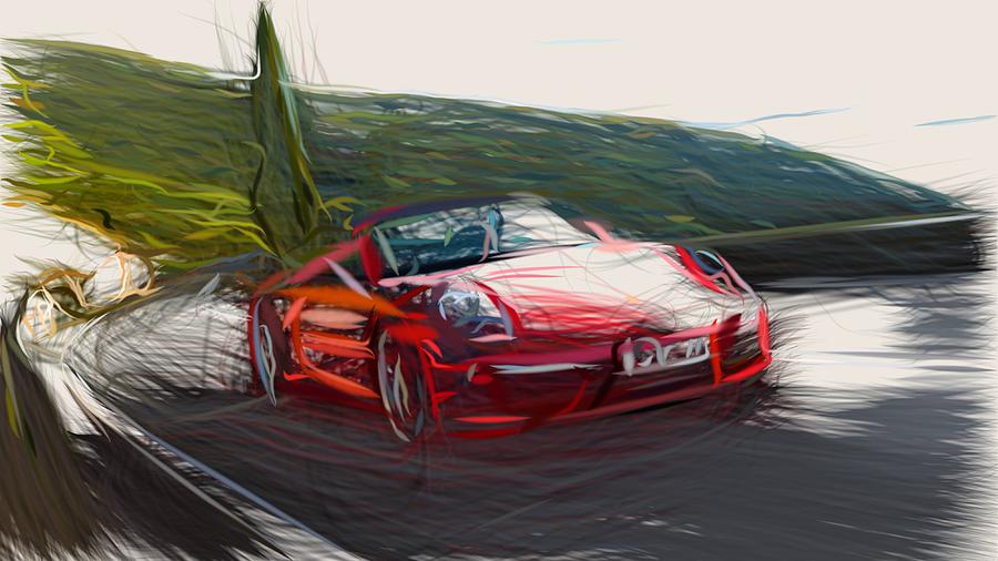 Porsche 911 Carrera S Cabriolet Drawing #4 Digital Art by CarsToon Concept