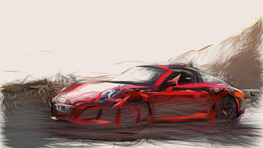 Porsche 911 GTS Drawing #4 Digital Art by CarsToon Concept