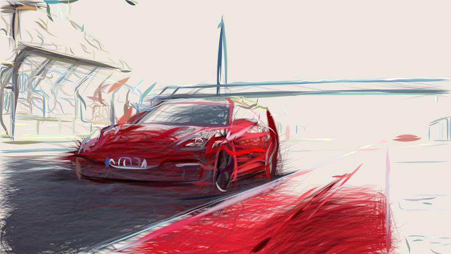 Porsche Panamera GTS Drawing #4 Digital Art by CarsToon Concept