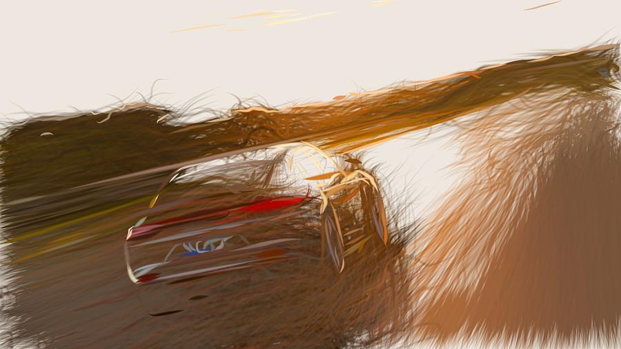 Porsche Panamera Turbo S E Hybrid Drawing #4 Digital Art by CarsToon Concept