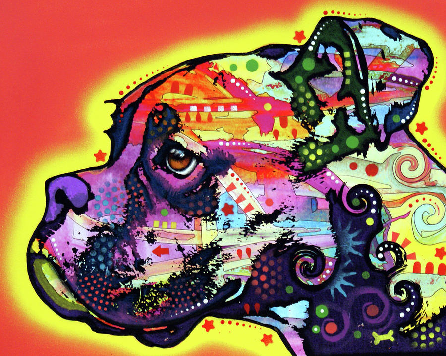 Animal Mixed Media - Profile Boxer #3 by Dean Russo