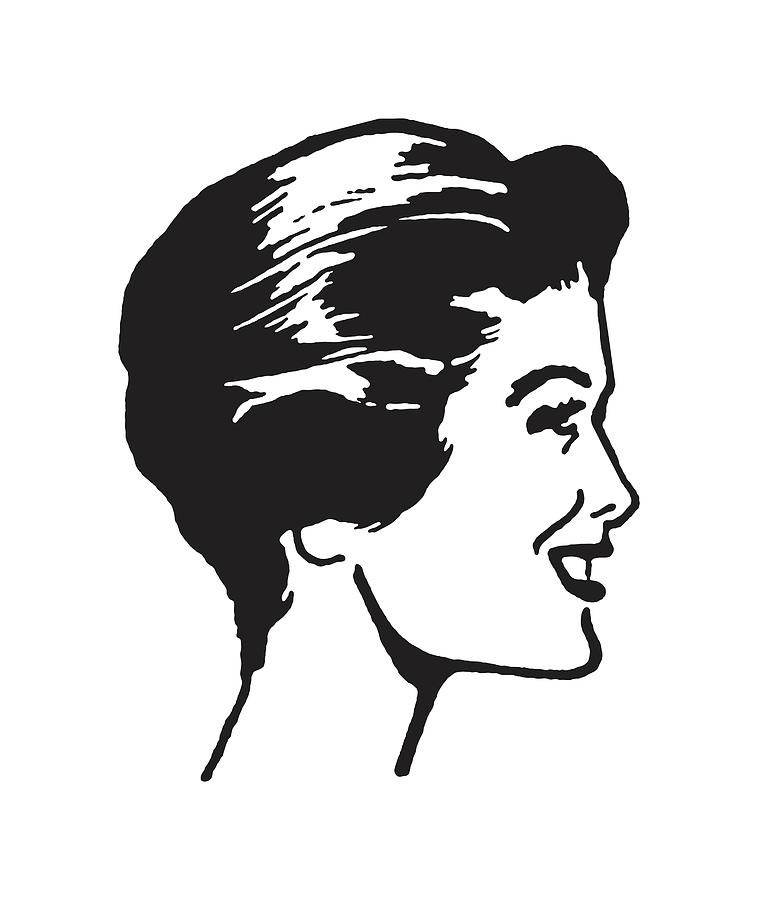 Black And White Drawing - Profile of Woman #3 by CSA Images