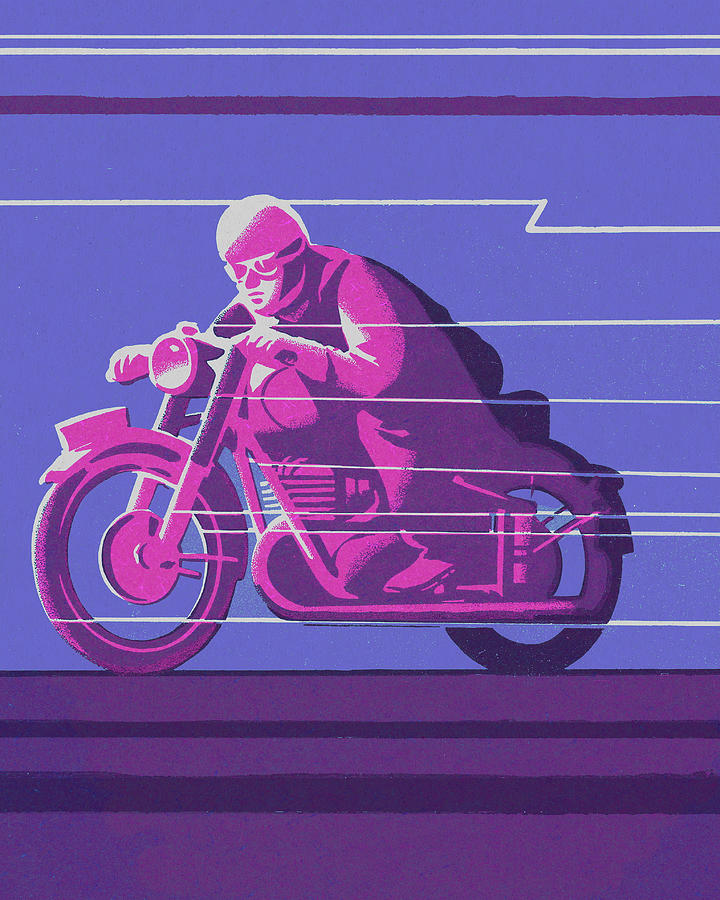 Goggle Drawing - Racing Motorcycle #3 by CSA Images