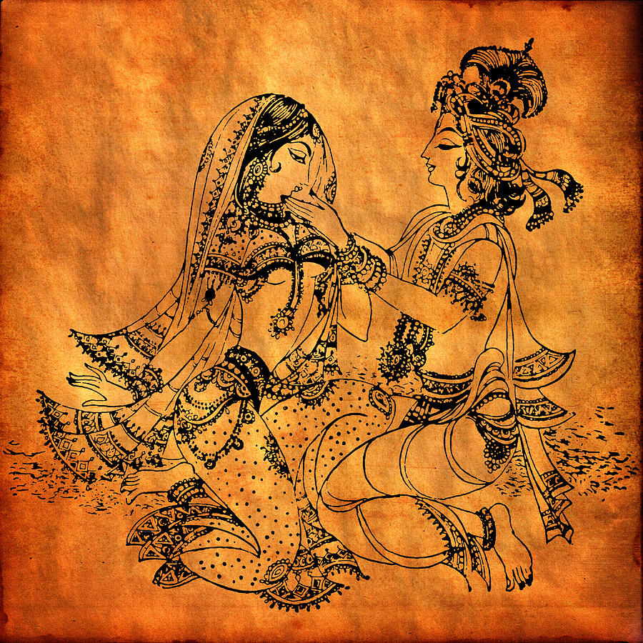 Radha Krishna painting Digital Art by Srilatha Nagaraja - Pixels