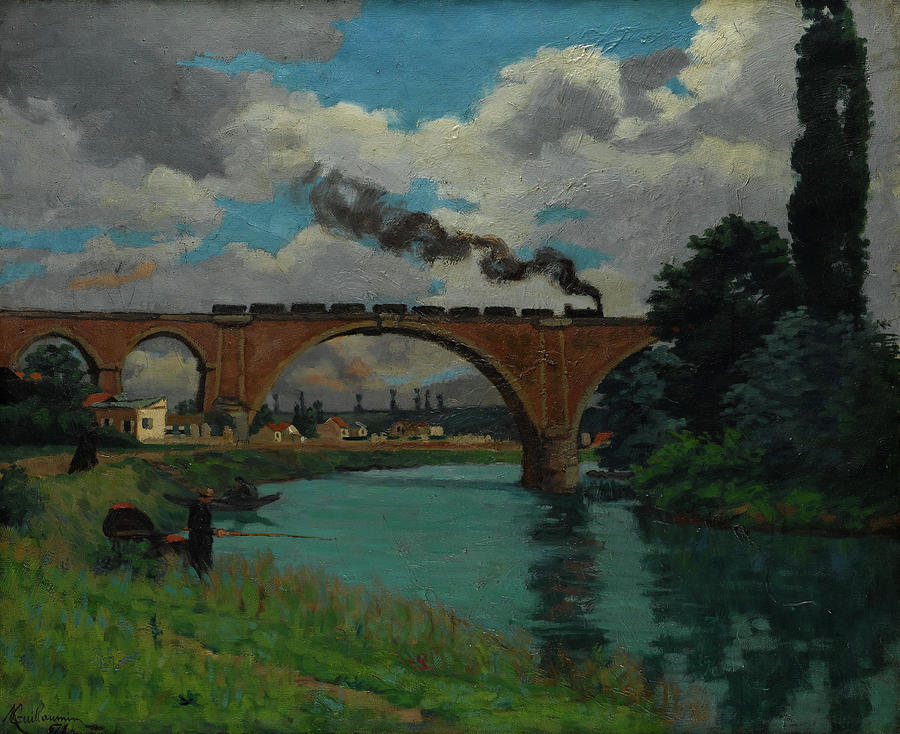 Railroad Bridge over the Marne at Joinville. #3 Painting by Armand Guillaumin