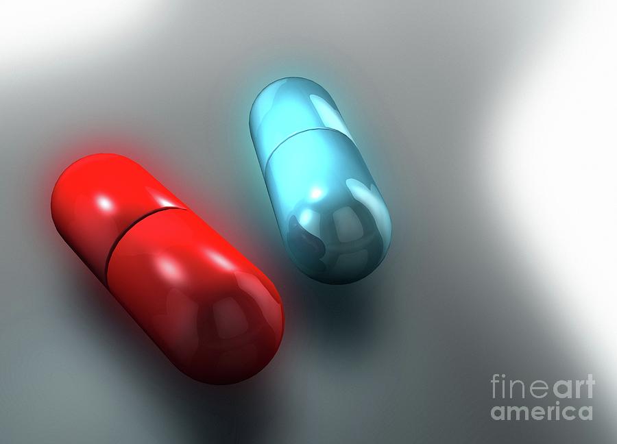 Red Pill And Blue Pill #3 Photograph by Victor Habbick Visions/science Photo Library
