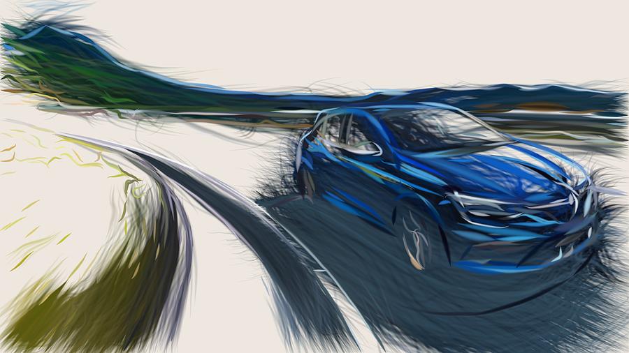 Renault Megane GT Draw #4 Digital Art by CarsToon Concept