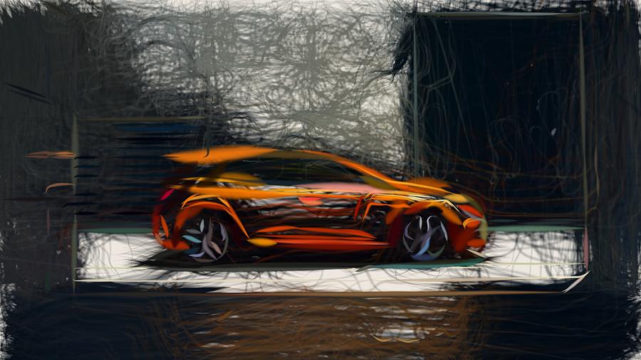 Renault Megane RS Drawing #4 Digital Art by CarsToon Concept