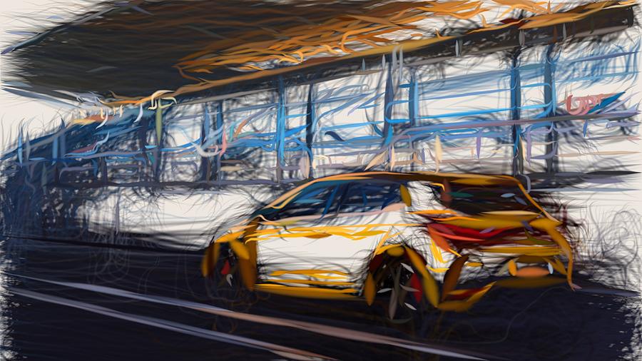 Renault Megane RS Trophy Drawing #4 Digital Art by CarsToon Concept