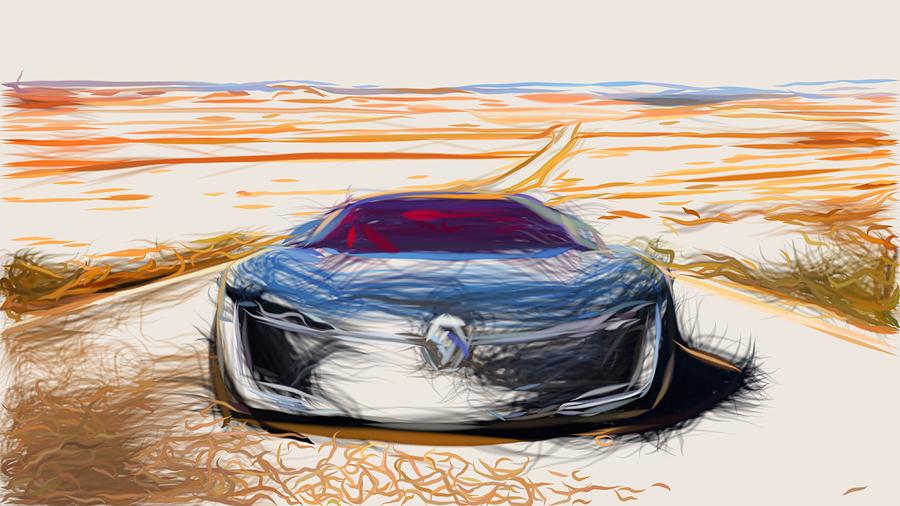 Renault Trezor Draw #4 Digital Art by CarsToon Concept