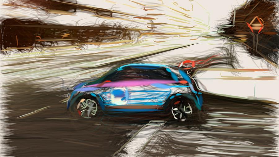 Renault Twin Run Drawing #4 Digital Art by CarsToon Concept