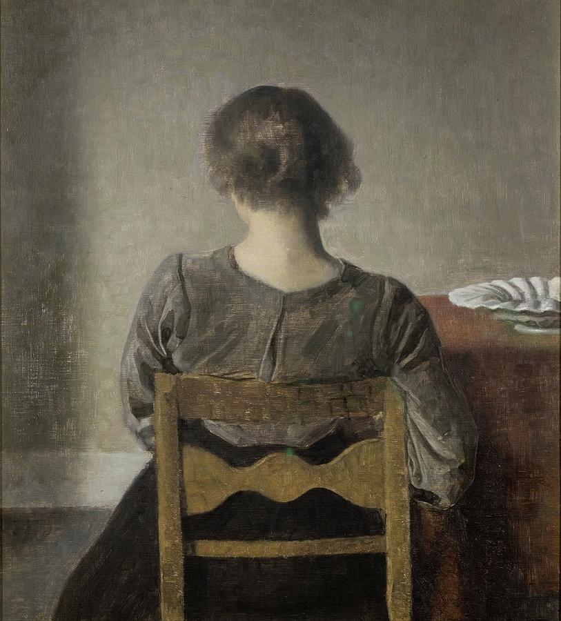 Woman Painting - Rest by Vilhelm Hammershoi