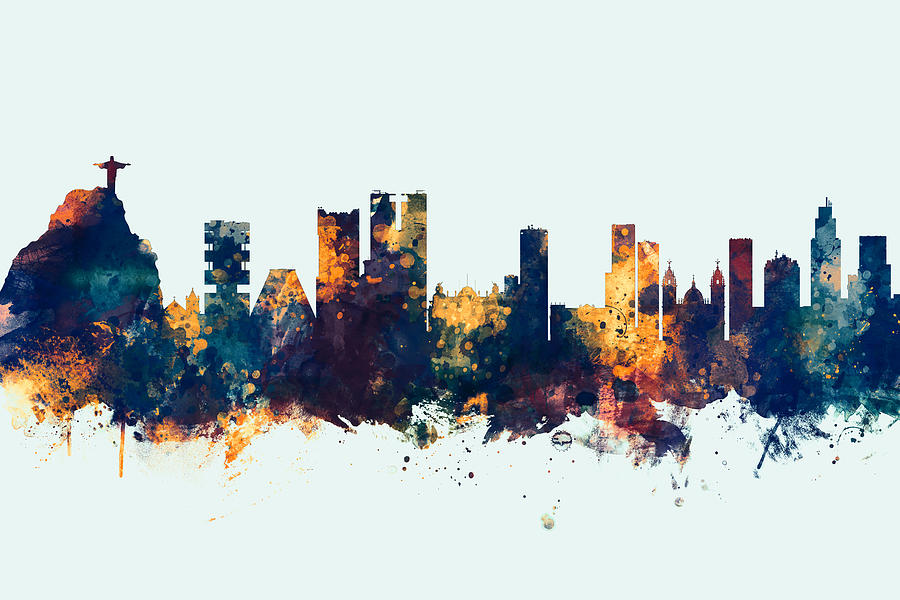 Rio de Janeiro Skyline Brazil #3 Digital Art by Michael Tompsett