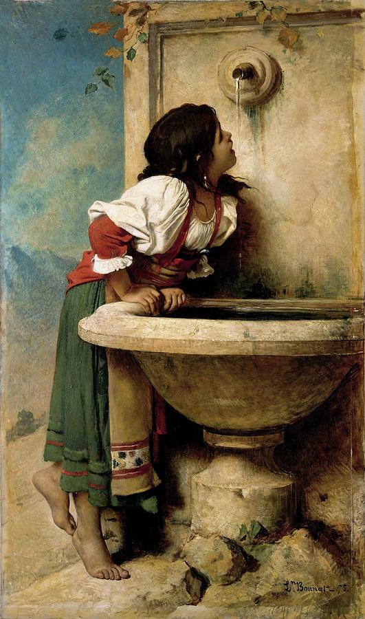 Roman Girl At A Fountain Painting by Leon Bonnat Roman Girl At A Fountain Painting by Leon Bonnat