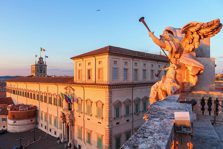 Sunset Digital Art - Rome, Quirinal Palace, Italy #3 by Luigi Vaccarella