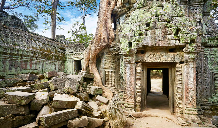 Scenic Photograph - Ruins Of Ta Prohm Temple, Angkor #3 by Jan Wlodarczyk