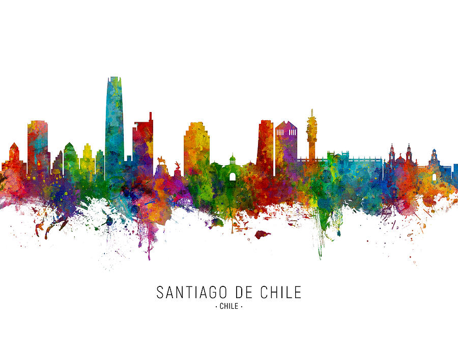 Skyline Digital Art - Santiago de Chile Skyline #3 by Michael Tompsett