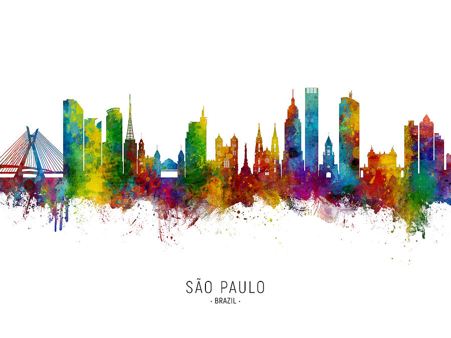 Sao Paulo Skyline Brazil #3 Digital Art by Michael Tompsett