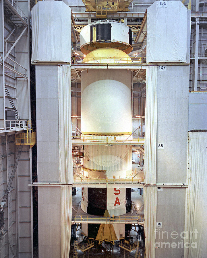 Saturn V Photograph - Saturn V First Stage Vertical Assembly #3 by Nasa/science Photo Library