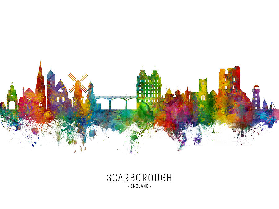 Scarborough England Skyline #3 Digital Art by Michael Tompsett