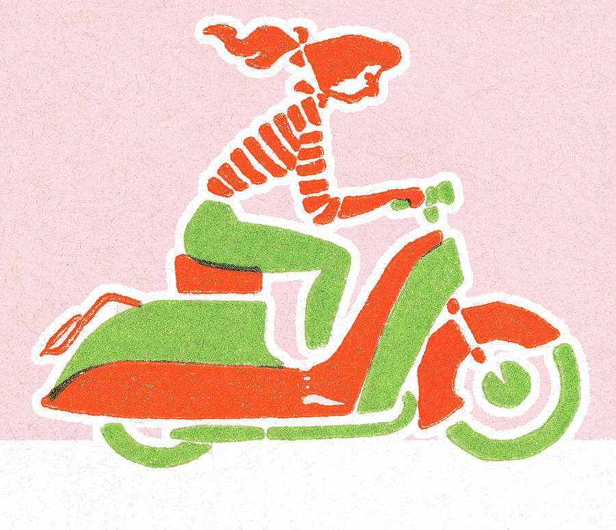 Transportation Drawing - Scooter #3 by CSA Images