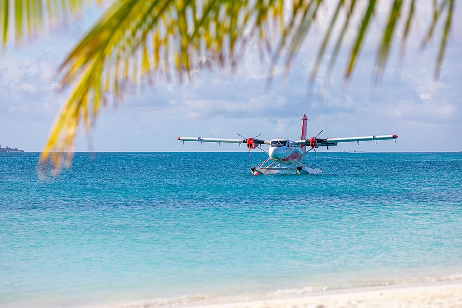 Summer Photograph - Seaplane At Tropical Beach Resort #3 by Levente Bodo