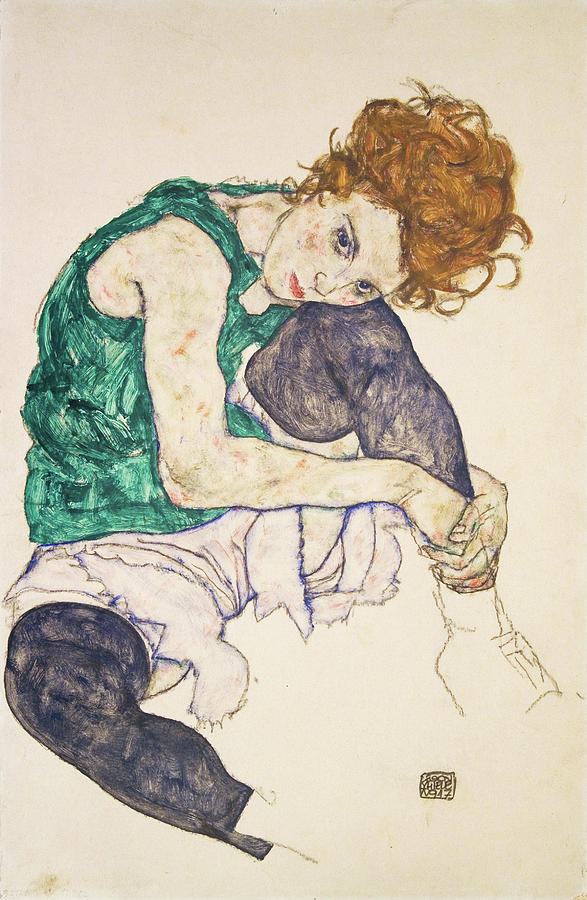 Egon Schiele Painting - Seated Woman with Legs Drawn Up - Adele Herms #3 by Egon Schiele