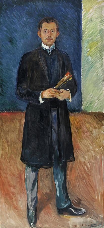 Edvard Munch Painting - Self-Portrait with Brushes #3 by Edvard Munch