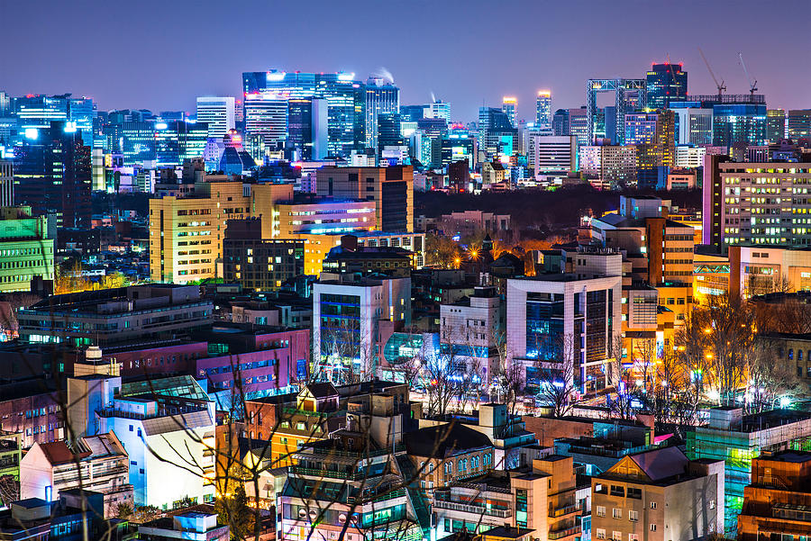 Cityscape Photograph - Seoul, South Korea Evening Skyline #3 by Sean Pavone