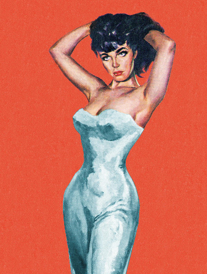 Vintage Drawing - Sexy Dark Haired Woman #3 by CSA Images