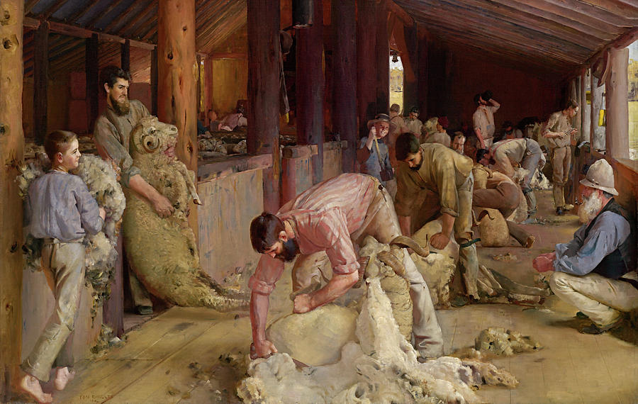 Animal Painting - Shearing The Rams #3 by Mountain Dreams