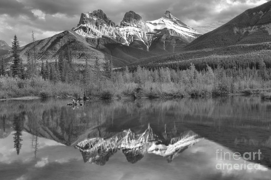 3 Sisters Afternoon Reflections Black And White Photograph by Adam Jewell