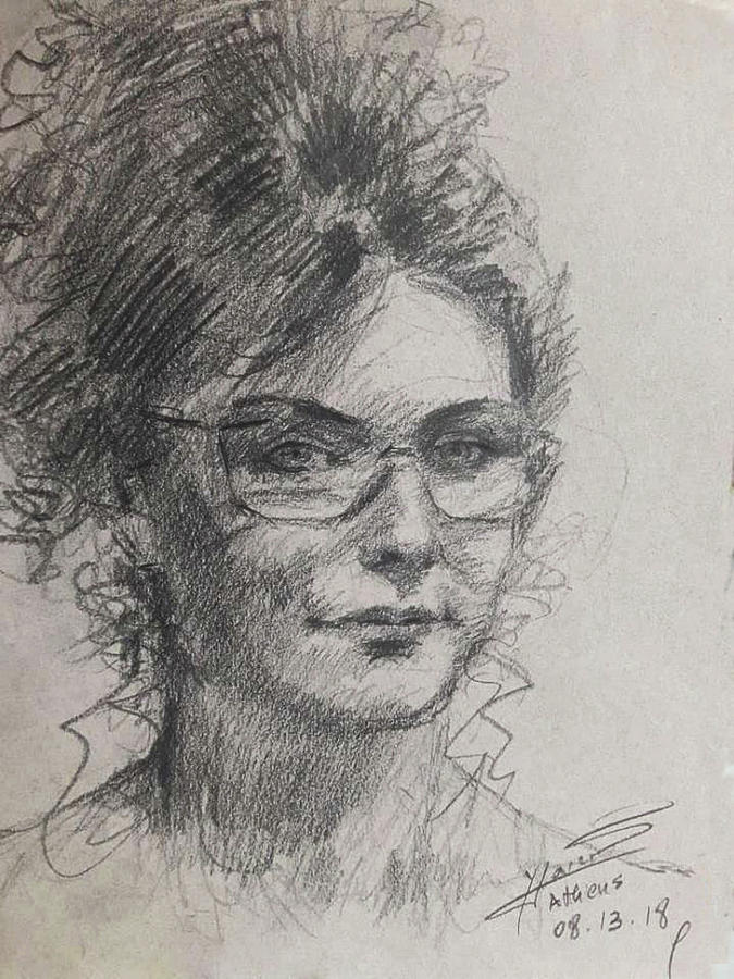 Portrait Drawing - Sketch  #3 by Ylli Haruni