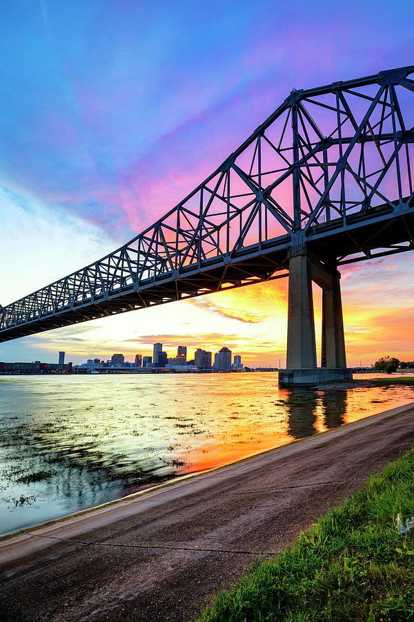 Skyline & Bridge, New Orleans, La #3 Digital Art by Claudia Uripos