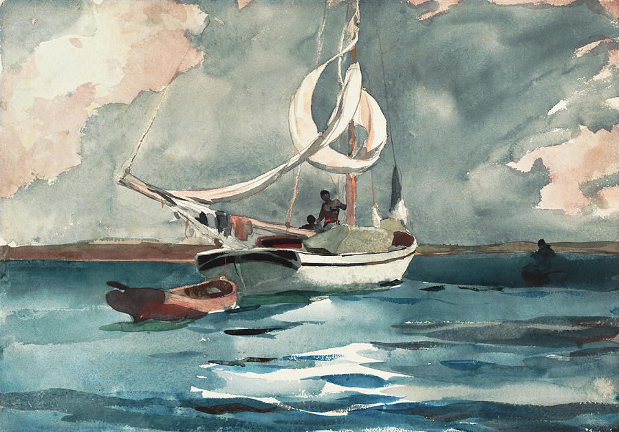 Winslow Homer Painting - Sloop, Nassau. #3 by Winslow Homer