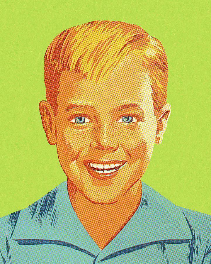 Vintage Drawing - Smiling Boy #3 by CSA Images