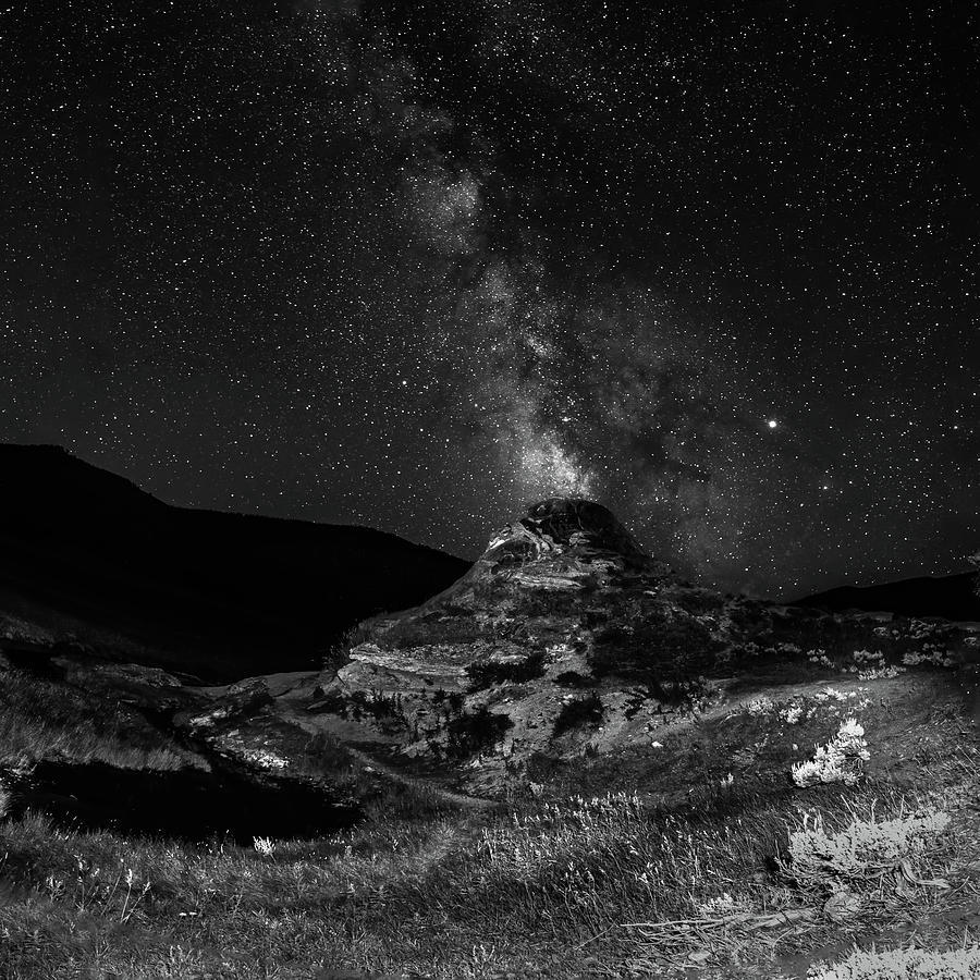 Soda butte spewing out milky way galaxy like volcano in yellowst #3 Photograph by Alex Grichenko