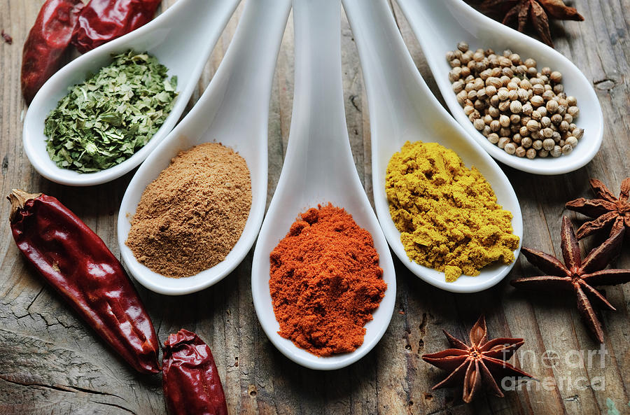 Spices. Top view. Photograph by Jelena Jovanovic