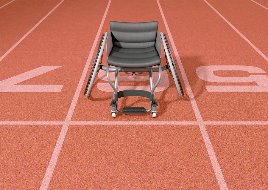 Sports Wheelchair On Athletics Track Digital Art