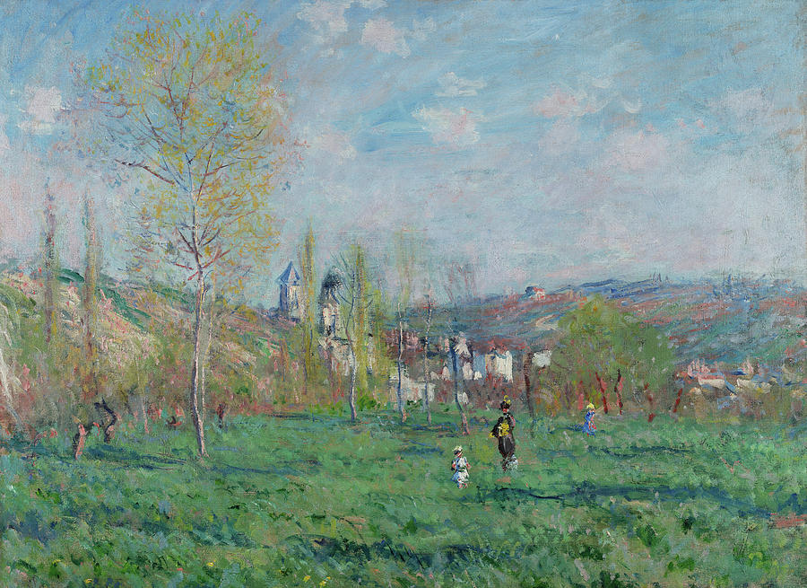 Claude Monet Painting - Spring in Vethuil #3 by Claude Monet