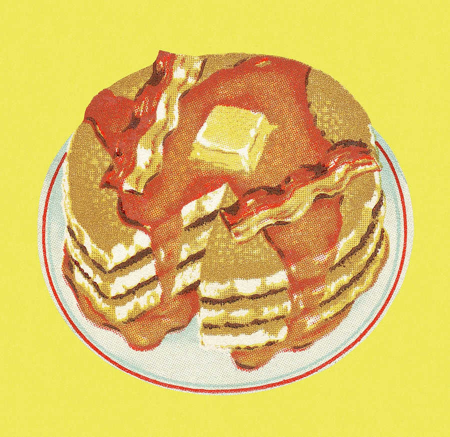 Vintage Drawing - Stack of Pancakes #3 by CSA Images