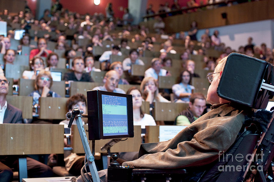 Stephen Hawking Lecturing At Cern In 2009 Photograph by Cern/science Photo Library