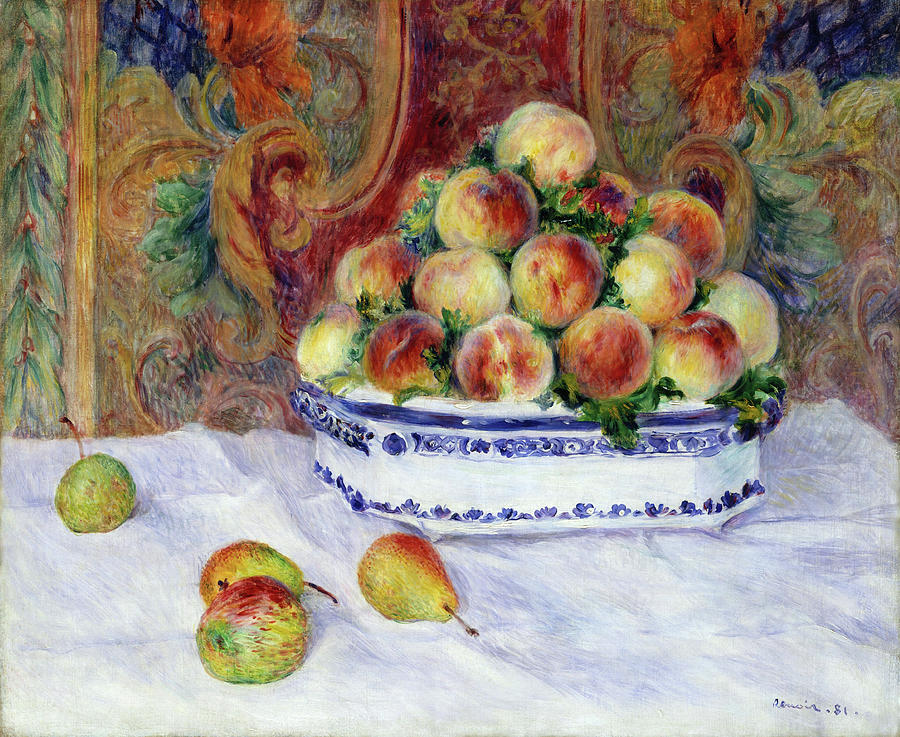 Pierre Auguste Renoir Painting - Still Life With Peaches. #3 by Auguste Renoir