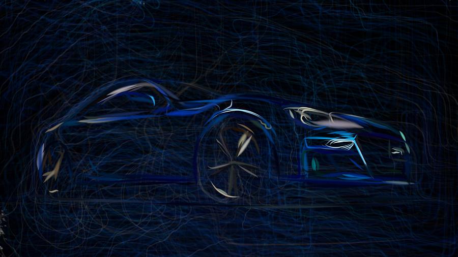 Subaru BRZ Drawing #4 Digital Art by CarsToon Concept